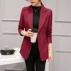 Novo Outono vinho vermelho preto mulheres blazers e jaquetas moda único botão blazer feminino senhoras blazer feminino x0721