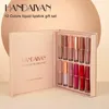 HANDAIYAN Lippenstift-Sets, 12 Stück/Set, Lipgloss, flüssiger Lipgloss, matt schimmernde Lippenstifte, Feuchtigkeitscreme, wasserfester Samt-Lipgloss mit Geschenkbox