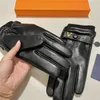 Mitaines en cuir de marque tendance avec lettres en peau de mouton, mitaines chaudes en velours pour écran tactile, gants de conduite pour cyclisme en plein air, 2023