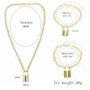 Three Piece Suit Lock Chain Necklace Punk 90s Link Gold Color Padlock Pendant Women Fashion Gothic Jewelry Necklaces2847