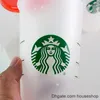 DHL Özel Starbucks Fincan 24 oz Kişiselleştirilmiş Tumblers Kupa Starbuck Bardakları Saman İle Kahve Kupalar Şeffaf Sippy Plastik Tumbler