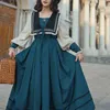 Houzhou elegant vintage klänning kvinnor patchwork långärmad klänning retro domstol stil marin krage vår höst mori tjej robe y1204