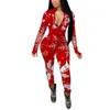 Kvinnors jumpsuits Rompers Xmas Jumpsuit Pyjamas för vuxna Kvinnor Sleepwear Pijama Sexig Mujer Bodysuit Christmas Printed Lad233s