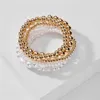Trendiges 6-teiliges mehrschichtiges, gestapeltes Perlen-Gold-Kugel-Perlen-Armband-Set mit Perlensträngen2405