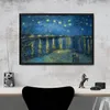 Vincent Van Gogh Artwork Starry Night Over The Desktop Painting Poster Skriv ut Heminredning inramad eller Unframed PhotoPaper material