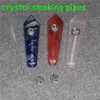 Natural Amethyst Crystal Quartz Tobacco Smoking Pipe Cigaratte Hand Herbal Filter Pipes Tools with Metal Bowl