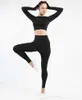 Sports Fitness Clothing Seamless Tracksuit Women Long Sleeve Yoga Set Biker Shorts Bra Gym Clothes 210802