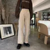 Kadife Kadınlar Pantolon Sonbahar Kış Katı Vintage Ropa Mujer Yüksek Bel Pantolon Kore Tarzı Moda 18604 210415