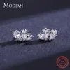 Real 925 Sterling Silver Sparkling Clear CZ Stud Earrings for Women Fashion Water Drop Shape Wedding Engagement Jewelry 210707