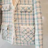 Arrivée printemps haute qualité Vintage Tweed veste manteau femmes Plaid gland mince laine vestes bureau travail porter Outwear 210529