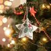 Ciondolo di lino natalizio albero stampato piccola cinghia ornamento-calzini stella a cinque punte palla centro commerciale decorazione stoffa abbellimento squisito 5020 Q2