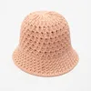 Bucket Hat Stickad ihålig och andningsbar solskyddskeps för kvinnor
