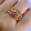 女性のためのLuala Fashion Memaly Ringユニークな585rose Gold AAA Cubic Zirconia Party Gorgeouse Wedding Jewelry No Fade Q07082853134