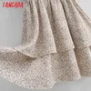 Summer Women French Style Floral Ruffles Sleeveless Ladies Vintage Dress Vestidos 1F127 210416