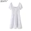 Kobiety Sweet Agaric Koronki Wysoka Talia Elastyczna White Slim Mini Dress Summer Kobiet Chic Krótki Rękaw Party Vestido DS8209 210420