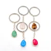 DIY Natural Crystal Stone Pendant Key Rings Keychains For Women Men Jewelry Bag Car Decor Fashion Accessories