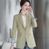 Fashion Casual Blazer Frau Frühling Slim Wild Long Sleeve Jacket Office Ladies Professional Fruit Green Work Coat 210604