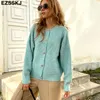 Latarnia Gruba Kaszmir O-Neck Sweter Cardigan Jesień Zima Casual Z Długim Rękawem Dla Kobiet Kobiet Chic Skoczków 210922