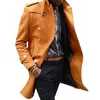 メンズウールはヨーロッパとアメリカのバーストスタイルの中長枠のソリッドカラートリムカラーコートジャケットの男