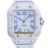 2022 TWF HH0008 verharde diamanten ETA A2824 automatisch herenhorloge volledig Iced Out Diamond rode Romeinse wijzerplaat 316L roestvrij stalen armband sieraden super eternity horloges