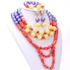 Orecchini Collana Est Dudo Gioielli Set di perle per donne Perline africane Tradizionale corallo originale Matrimonio nigeriano