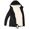 Coton Rembourré Veste Noir Femmes Solide Capuche Fourrure Chaud Manteau D'hiver Plus La Taille Bureau Dames Rétro Causal Lâche Parkas Outwear 211216