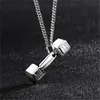 Pendentif Colliers Fitness Haltère Collier Creative Gym Barbell En Acier Inoxydable Bijoux Pour Hommes Femmes