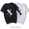 Raek Hip-Hop Simple Splicing Tee Toppar Shirt Short Sleeve Men Present Frisör Stylist Sax Comb O-Neck T-shirts x0621