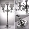 5 Silah Akrilik Candelabras Metal Mum Tutucular Kristal Kolye ile Düğün Masa Olay Centerpiece