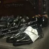 Klassische schwarze Herren-Hochzeitsfeier-Kleiderschuhe, handgefertigt, echtes Leder, Herren-Oxfords, britischer Brogue-Schuh