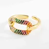 2021 New Summer Colorful Rainbow Zircon Wide Rings for Women INS Fashion Girls Rings Wholale jewelry Bijoux Love Gift