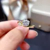Meibapj 1 3 ملليمتر 2 الحجارة ريال مويسانيتي خاتم الماس d اللون VVS1 925 فضة غرامة مجوهرات الزفاف للنساء