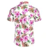 Été hawaïen plage Chemise hommes Tropical rose Floral Plage Chemise hommes à manches courtes vacances vêtements Chemise Homme 2XL 210522