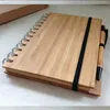 New Wood Bamboo Capa Notebook Espiral Notepad com caneta 70 folhas recicladas presentes de papel alinhados Viagem de contas jounal Gravando financiamento