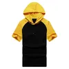 Sommar Oversize Men Hoodies Kortärmad Hooded Sweatshirt Pullover Mäns Blus Pullover 4XL Hip Hop Tee Toppar Man Patchwork 210728