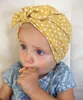 Nyfödda Baby Girls Bomull DoT Turban Toddlers Hats Nursery Knotted Rabbit Ear Hat Beanies