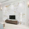 Anpassad någon storlek väggmålning modern vit marmor tapet gyllene linje väggmålning vardagsrum TV soffa sovrum hem dekor papel väggmålning 210722