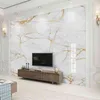 Personalizzato Qualsiasi dimensione Murale Moderna Carta da parati in marmo bianco Linea dorata Pittura murale Soggiorno TV Divano Camera da letto Decorazioni per la casa Papel Mural 210722