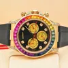 Wristwatch Designer Automatic Mechanical Watches 18K gold diamond rainbow ring mens womens wristwatches come with box267g