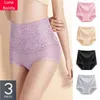 Women Lace Panties High Fit Cotton Panties High Waist Underwear Body Shaping Sexy Lingerie Slimming Tummy Control Pants 3Pcs 210730
