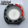 45mm silver sterile case sapphire glass black red blue bezel fit NH35 NH36 movement