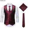 Classic Paisley Mens Vest Slim Fit Suit Gilet Uomo 3 pezzi Set Tie Vest Pocket Square Uomo Dinner Nightclub Party Mens Wedding Gilet 210524