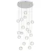 Lustres De Luxe Lustre Moderne Éclairage Grand Escalier LED Cristal Luminaires En Acier Poli Lustre Suspendu Cristal