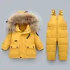 OLEKID الروسية الشتاء الفتيان snowsuit ماء مقنعين أسفل سترة لفتاة 1-4 سنوات أطفال بذلة طفل ملابس الطفل مجموعة 211111