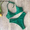 Plaj Set Seksi Bayanlar Kravat Yay Bandaj Bağlama Sutyen Mayo Yüzmek Bikini Kadın Mayo Mayo 2 Parça Set 210429