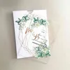 Enveloppes de poche personnalisées pour mariage, 10 pièces, cartes d'invitation à fleurs vertes, Invitations pour cadeaux de mariage, H1231