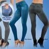 GTPDPLT S-XXL Mulheres Fleece Fored Inverno Jegging Jeans Genie Slim Moda Jeggings Leggings 2 Bolsos Real Mulher Mulher Pants Q0803
