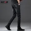 Mäns Jeans 2022 Bomull Män Byxor Lace Up Denim Trousers Svart Skinny Slim Hip Hop Sportkläder Elastisk Midja Man 28-36