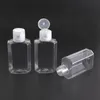 2021 30 ml 60 ml Puste Pet Plastikowa butelka z klapką Cap Transparent Square Shape Butelka do Makijażu Jednorazowe Ręczne Gel Sanitizer