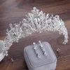 Luxury Crystal Heart Bridal Smycken Set Crown Tiaras Örhängen Choker Halsband Bröllop African Beads S 210701